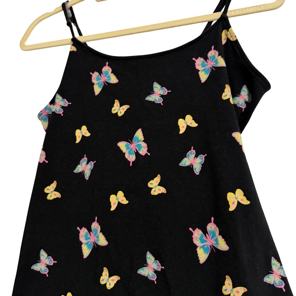 SO Butterfly Print Mini Dress Black Spaghetti Strap Backless Women's XXL - Picture 2 of 5